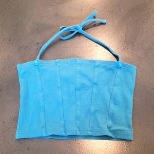 Aqua blue cropped tank top